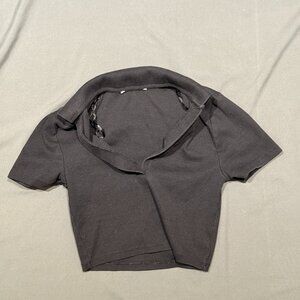 Black Collared Crop Top
